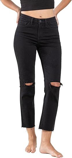 VERVET, High Rise Straight Jeans, Black | Amazon (US)