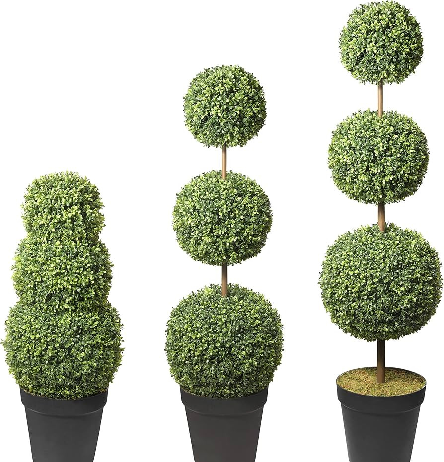 Haute Decor Adjustable Artificial Topiary - Includes 1 Artificial Boxwood Topiary for Front Porch... | Amazon (US)
