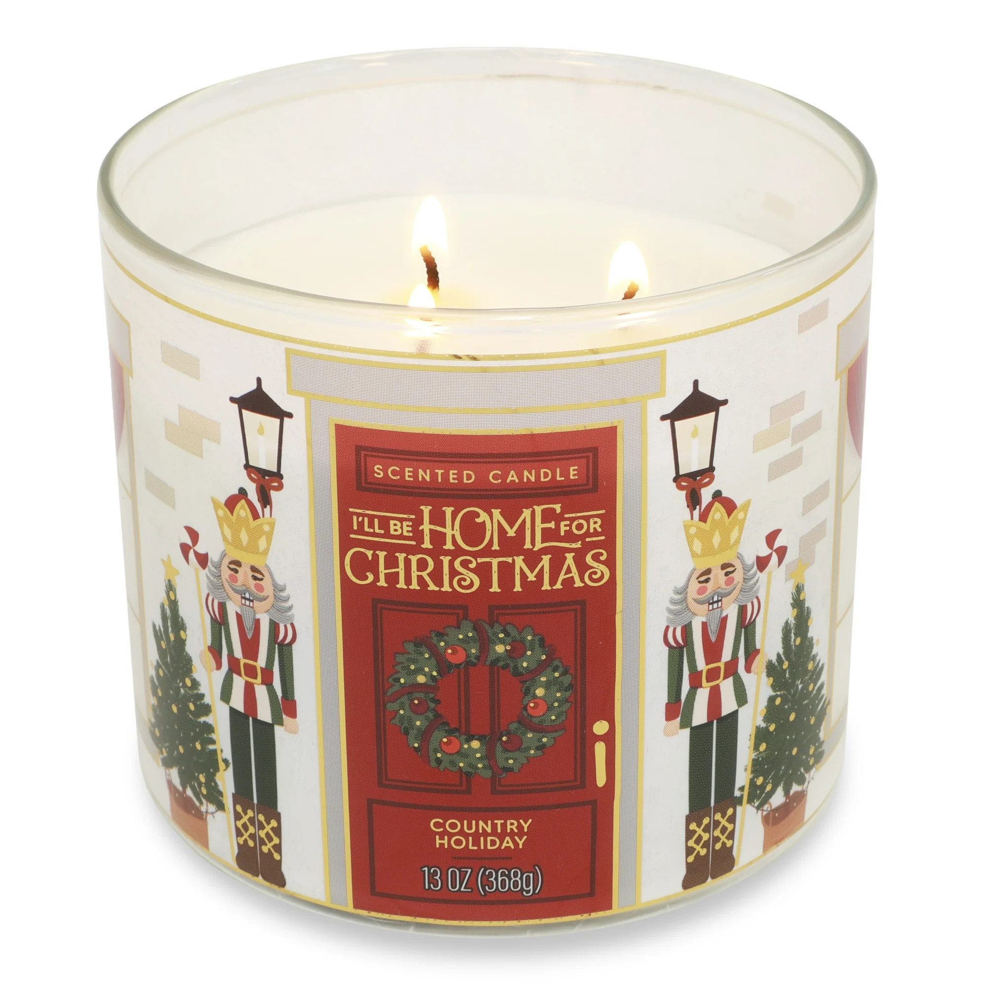 Mainstays 3-Wick Country Holiday Scented Candle with a Nutcracker Scene Wrap, 13-Ounce | Walmart (US)