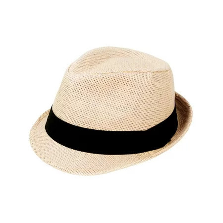 Classic Natural Fedora Straw Hat Black Band Available LXL | Walmart (US)
