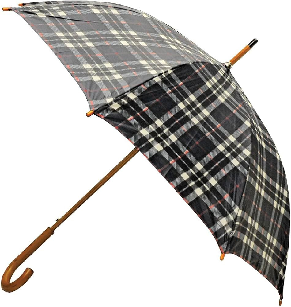Classic Auto Open Umbrella with Real Wooden Hook Handle | Amazon (US)