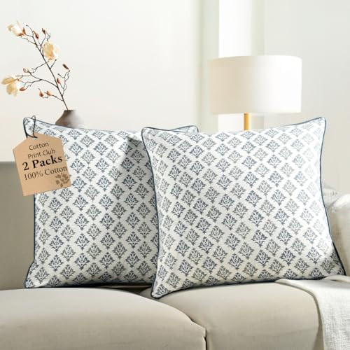 CPC Throw Pillow Covers for Couch, 18x18 Inch Decorative Couch Pillows for Living Room, 100% Cott... | Amazon (US)