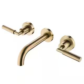 matrix decor Double Handle Wall Mounted Bathroom Faucet in Gold Brushed | The Home Depot