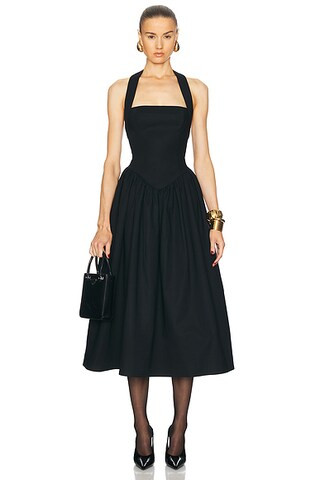 Faille Halter Midi Dress | FWRD 