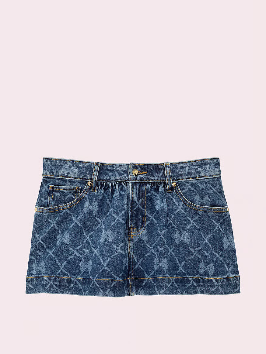 Buy PINK x LoveShackFancy Flirty Denim Skirt, Bright Medium Wash - Order Bottoms online - PINK US | Victoria's Secret (US / CA )