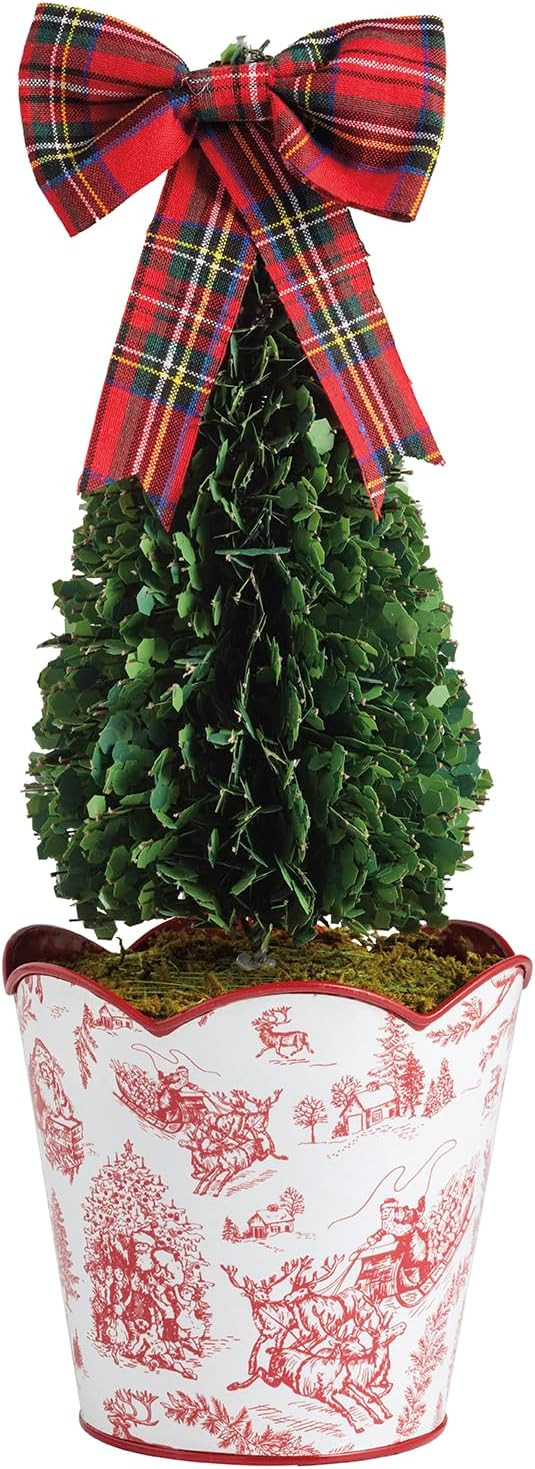 Mud Pie Christmas Large Toile Boxwood Topiary | Amazon (US)