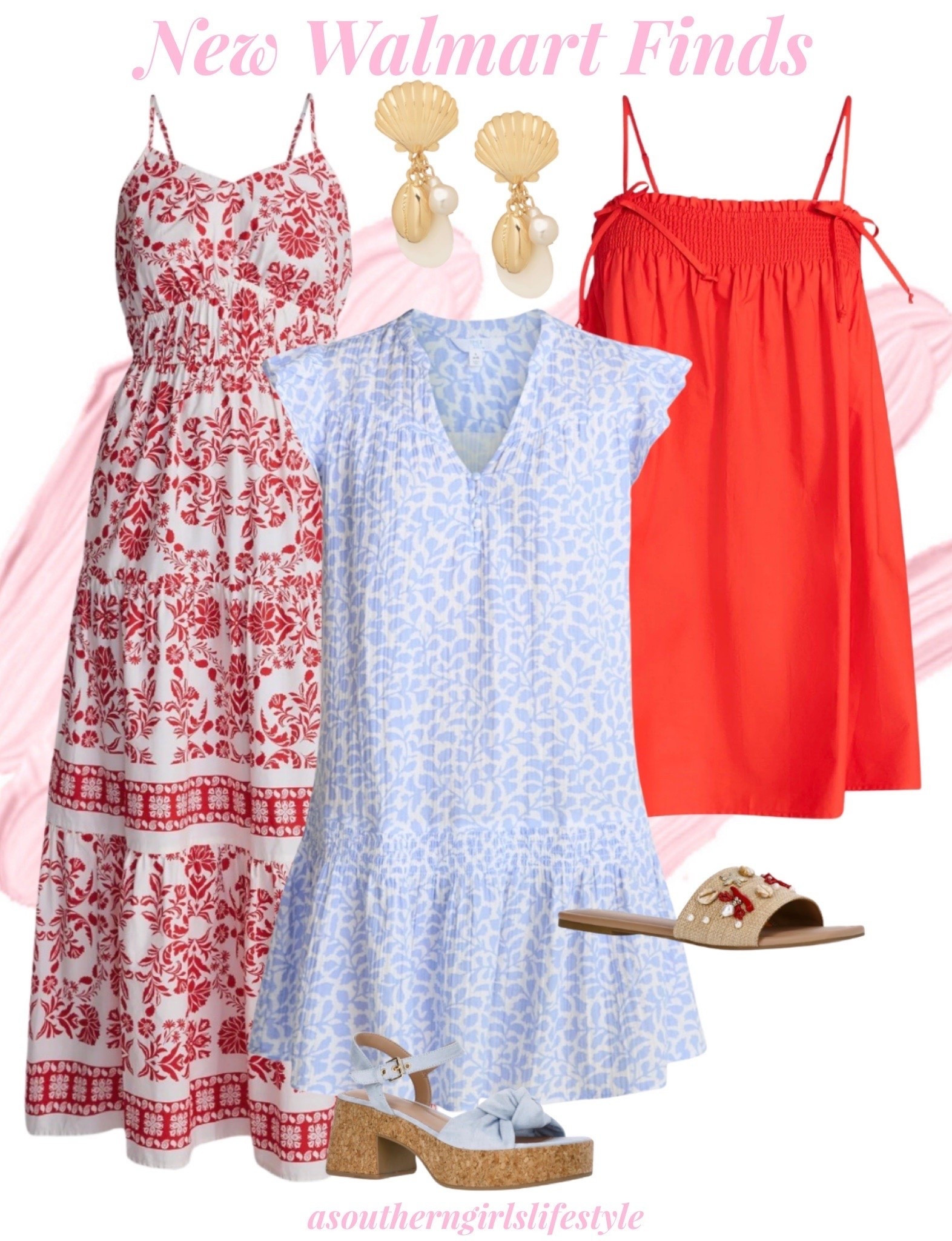 New Walmart Finds for Summer that could also be used for Memorial Day/Fourth of July 

Strappy Maxi Dress, Double Cloth Mini Dress with Flutter, Red Poplin Smocked Mini Dress with Tie Straps, Gold Seashell Earrings, Blue Cork Knot Sandals & Raffia Shell Slide Sandals 

July 4th. Summer Dresses. Summer Outfits. Vacations Outfits Beach.

#LTKootd #LTKSeasonal #LTKPetite