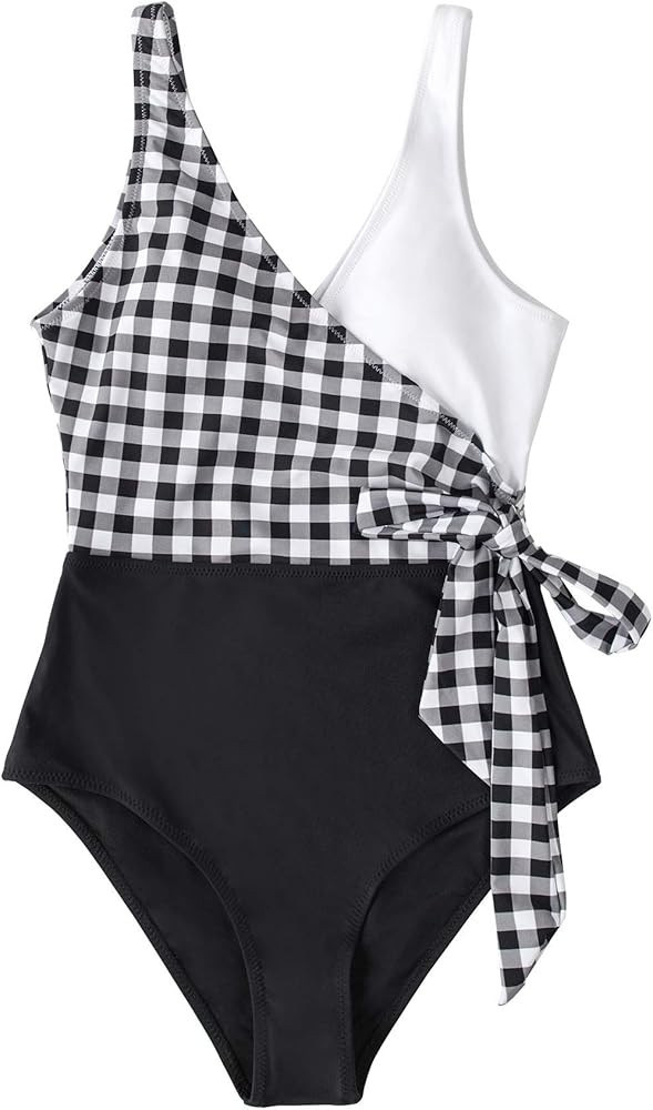 CUPSHE Women's One Piece Swimsuit Wrap Color Block Tie Side Bathing Suit | Amazon (US)