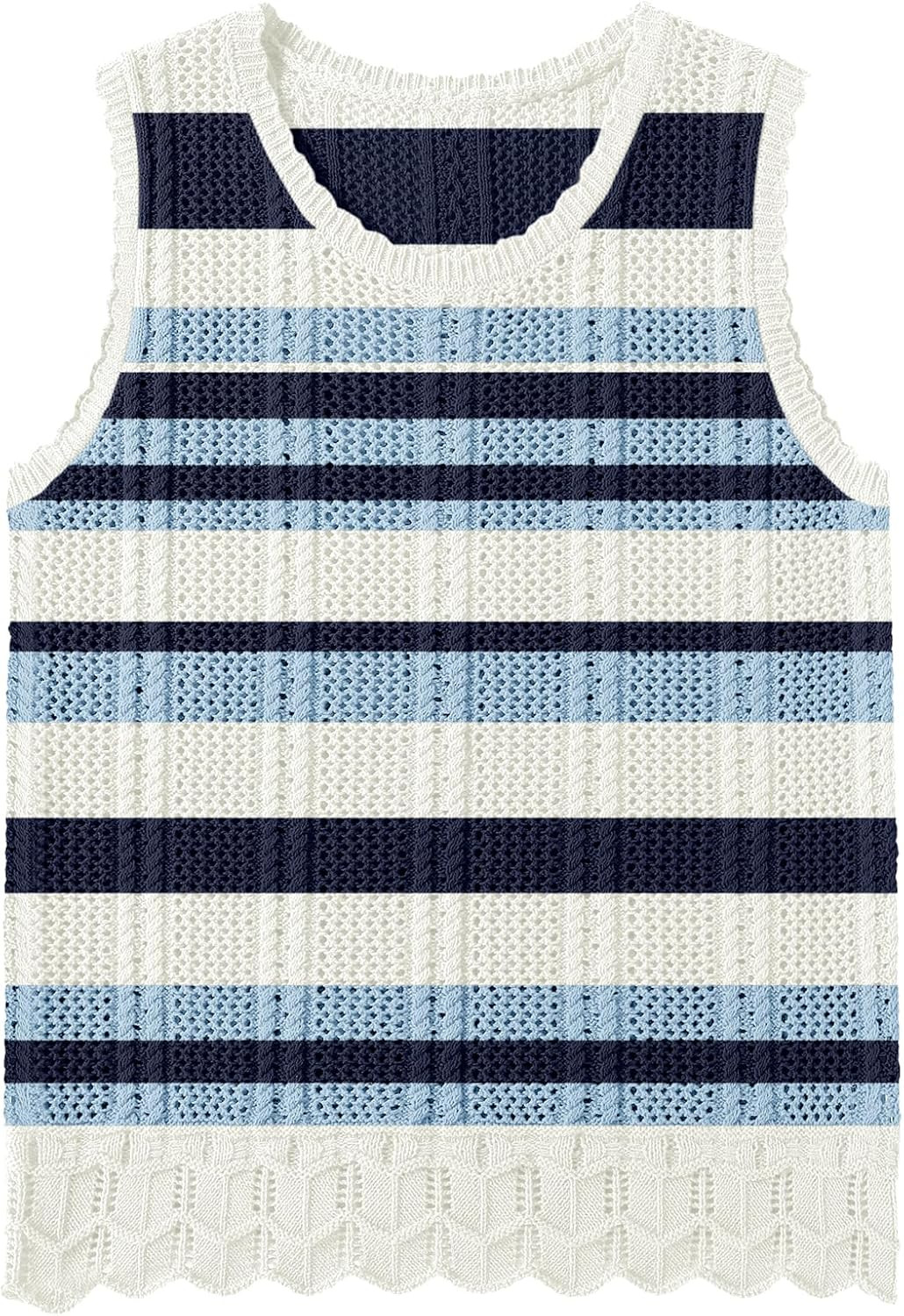 LOMON Womens Crochet Tops Sleeveless Sweater Vest Crew Neck Hollow Out Knit Tank Tops Dressy Casual | Amazon (US)