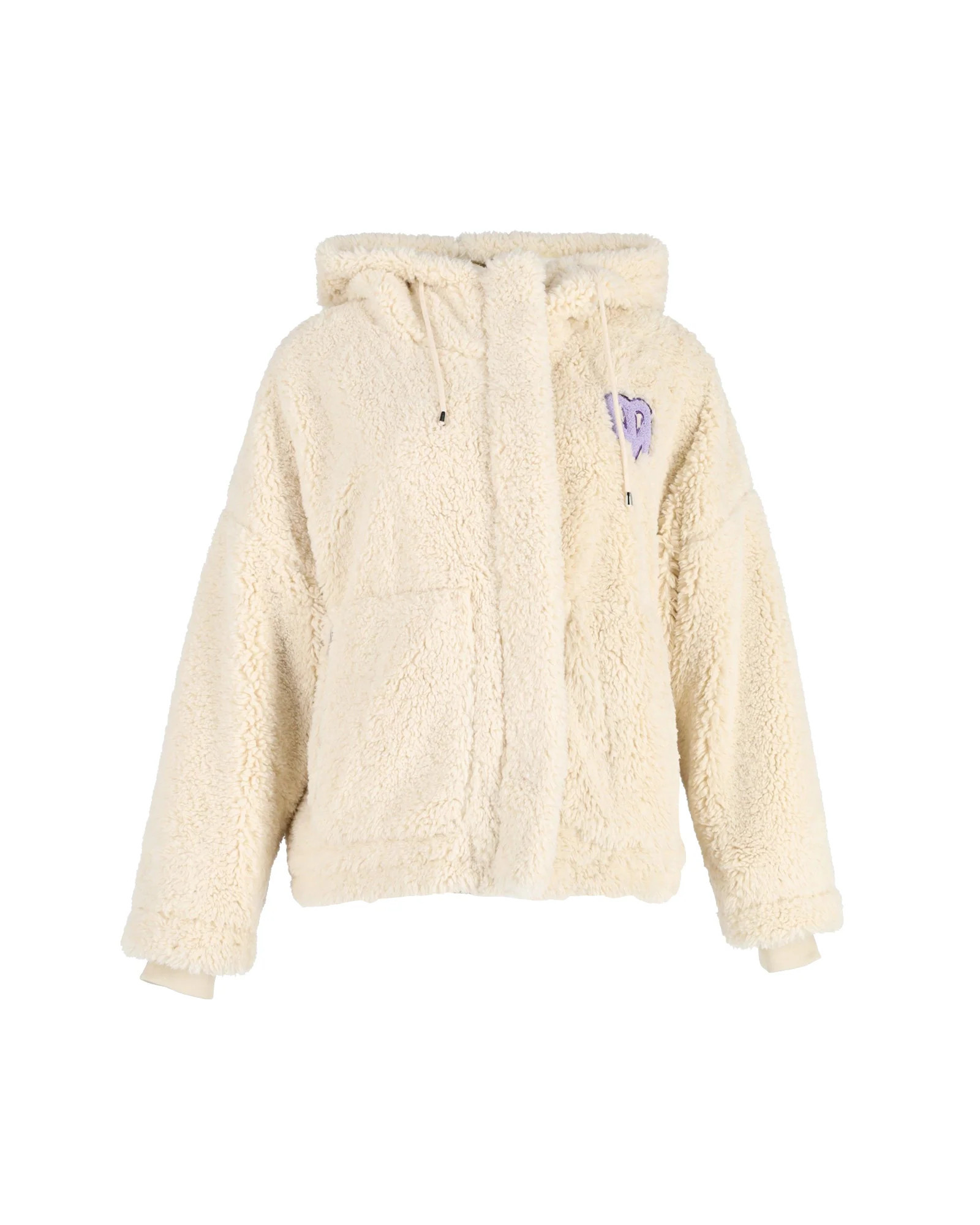 Maje x Varley Bayavar Hooded Jacket in Cream Faux Fur | Shop Simon