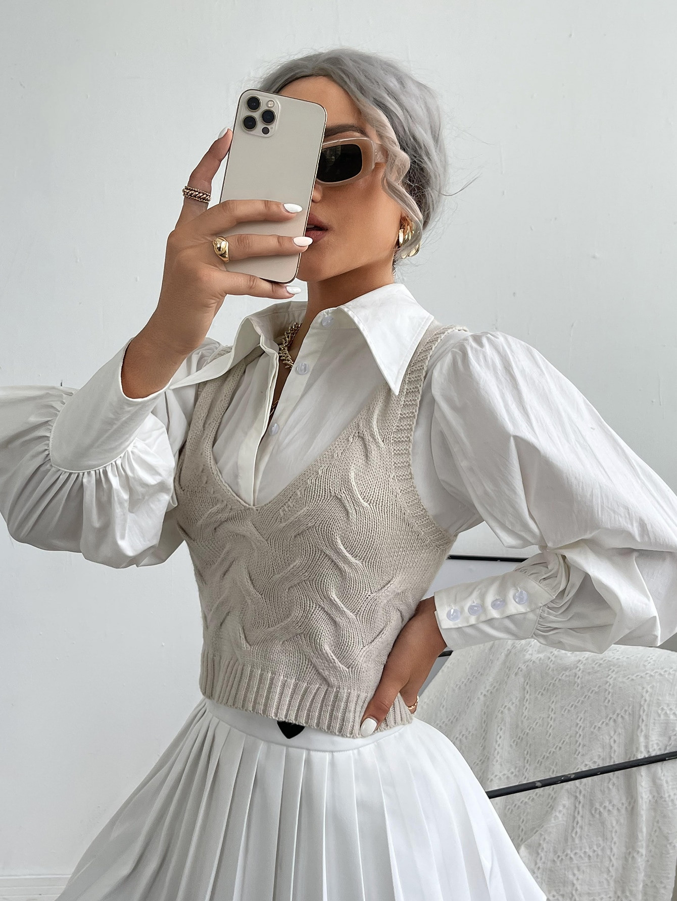 Cable Knit Sweater Vest Without Blouse | SHEIN