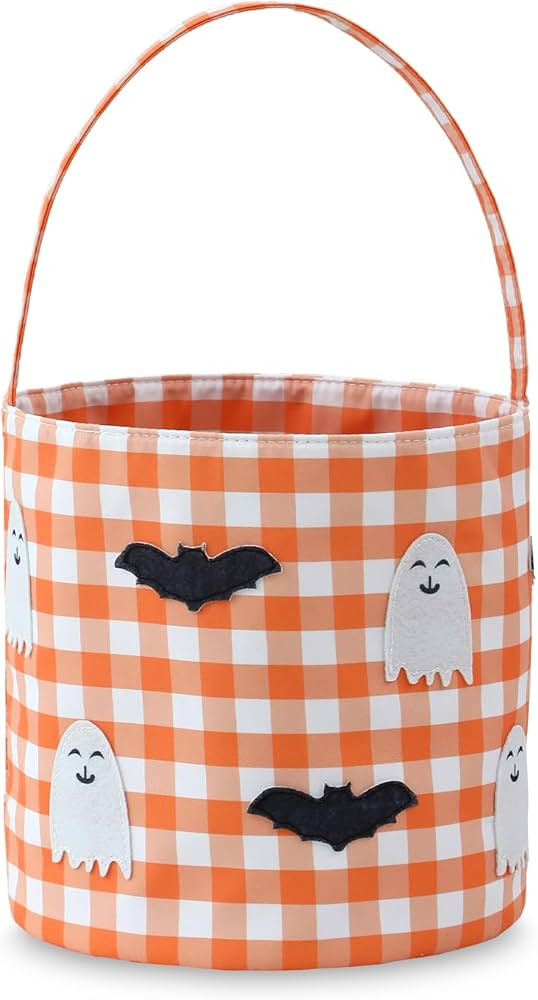 DYSHAYEN Halloween Basket Gingham Trick or Treat Bags Reusable Candy Bucket Gift Bag for Party Fa... | Amazon (US)