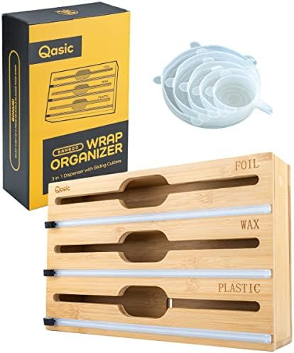 Qasic 3-in-1 Plastic Wrap Dispenser, Organiser with Cutters for Cling Film, Aluminum Foil, and Pa... | Amazon (US)