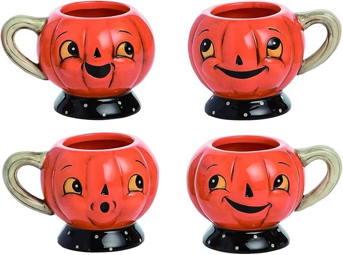 Johanna Parker Design Dolomite Set of 4 Jack O' Lantern Pumpkin Coffee or Tea Mugs | Amazon (US)