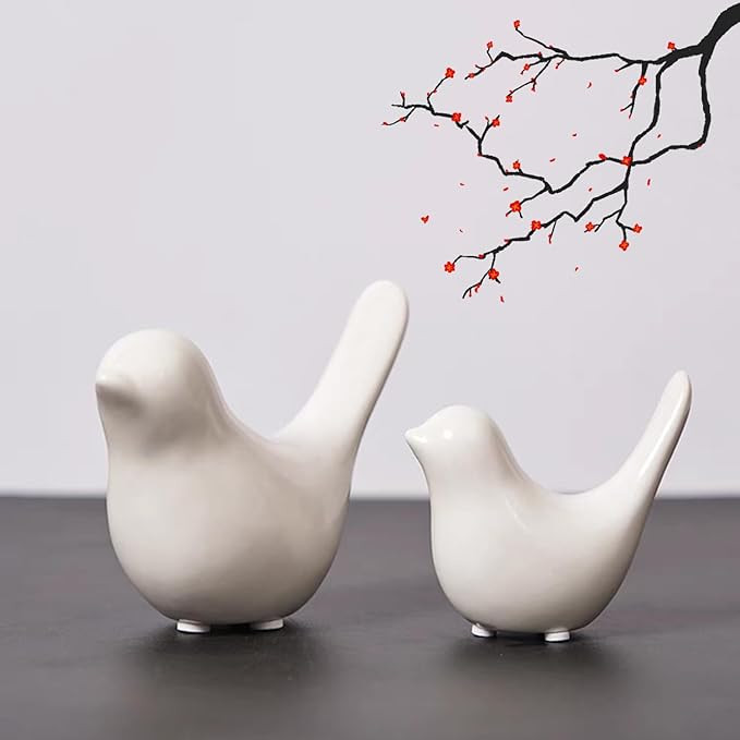 Small Animal Statues, White Bird Figurines Home Decor, Modern Home Decorative, Ceramic Decor for ... | Amazon (US)