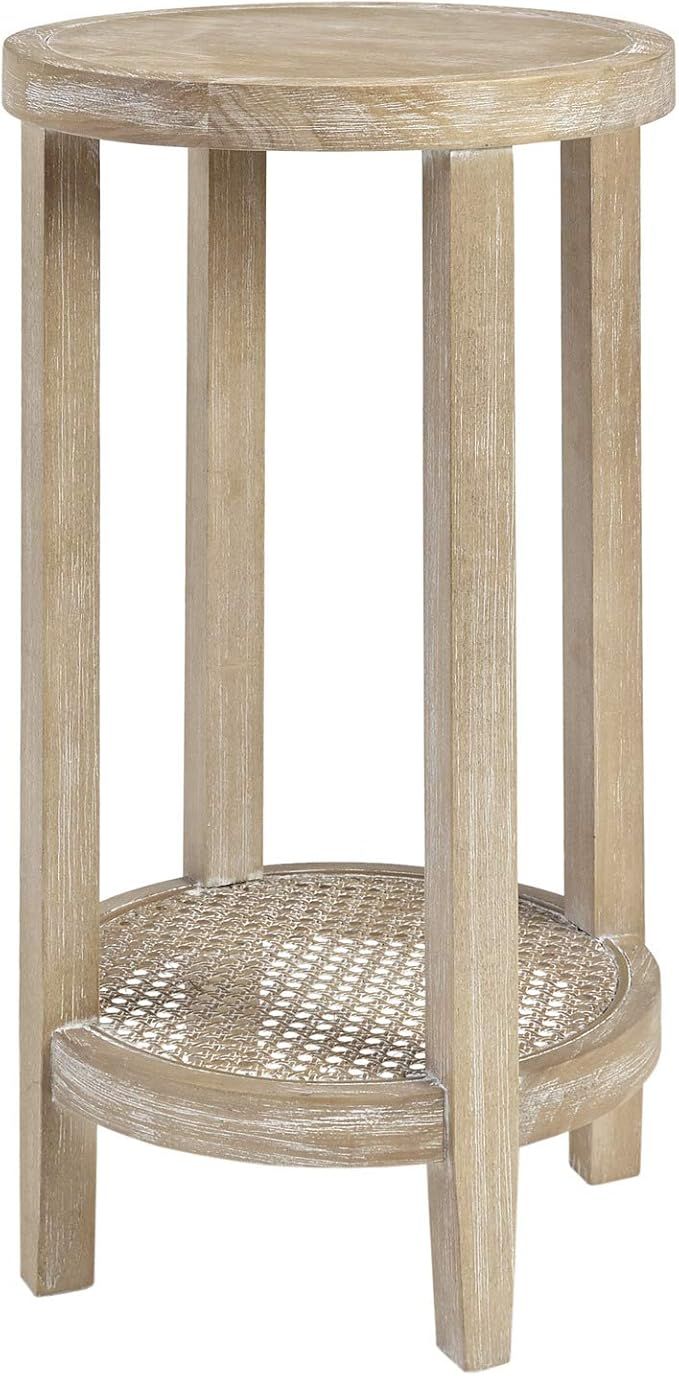 Martha Stewart Harley Accent Tables Modern Farmhouse, Rattan Shelving Design, Round Tabletop Livi... | Amazon (US)