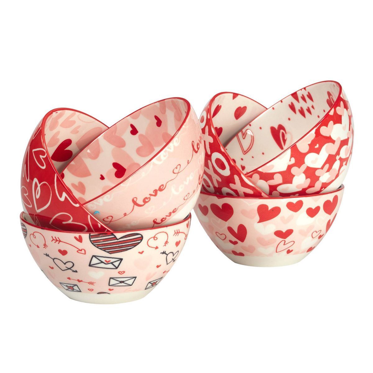 Certified International Set of 6 Valentine's Day Dining Bowls Red/White | Target