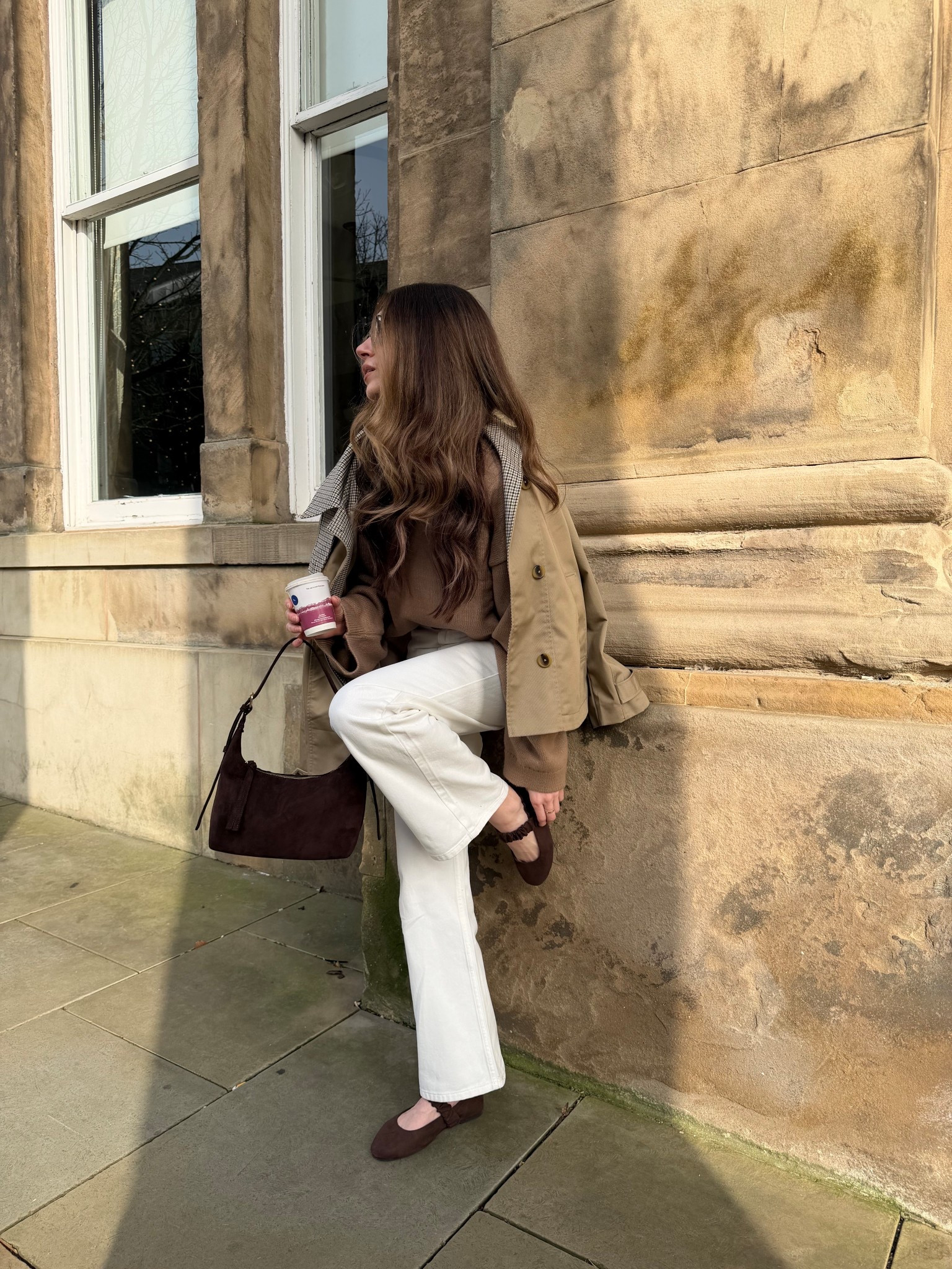 The perfect spring outfit 🌼🌸 White jeans, brown ballet pumps, cropped trench coat, chocolate brown accessories 🤎 

#LTKspringtrends #LTKuk #LTKspring