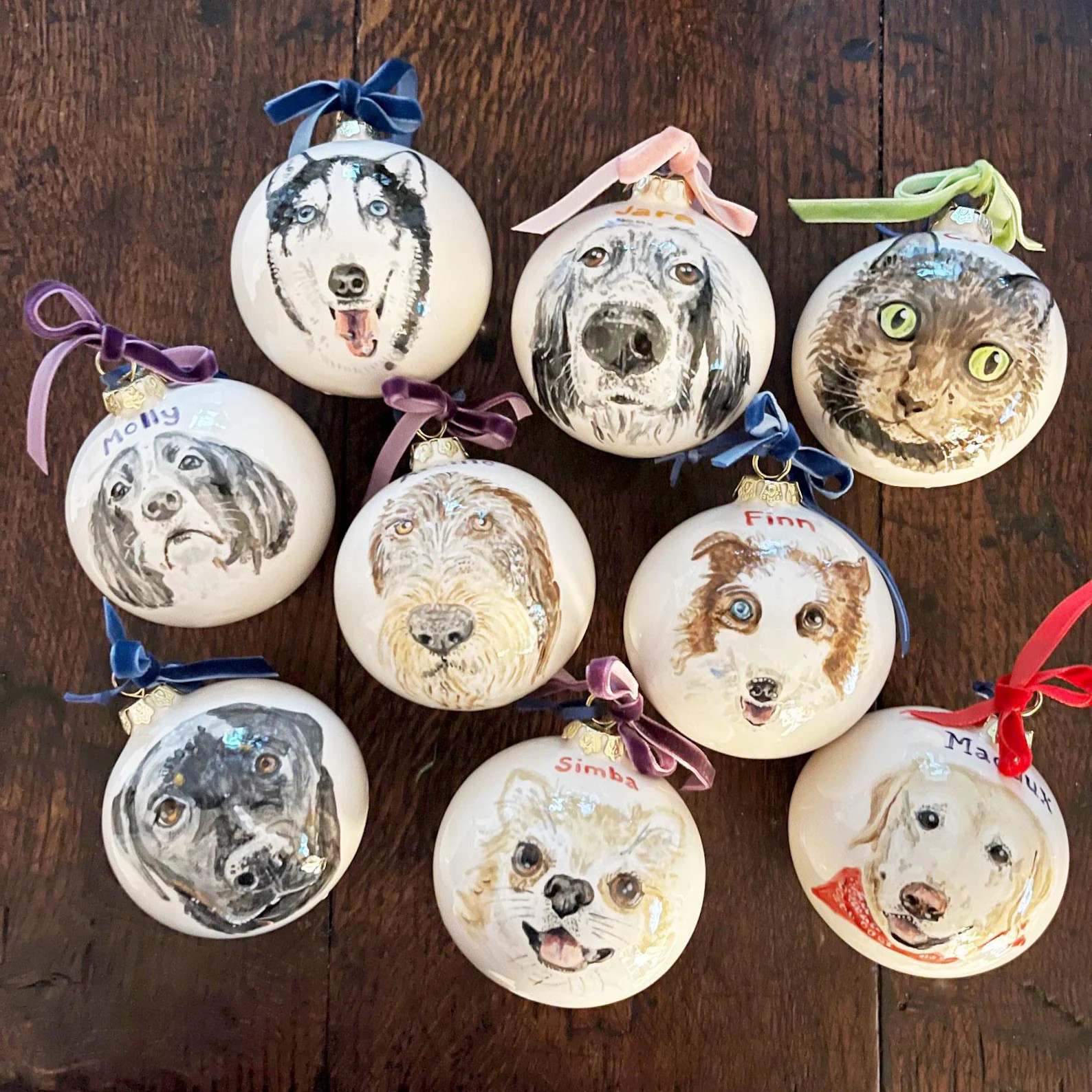 Hand Painted Pet Portrait Bauble, Personalised Pet Memorial, Xmas Gift - Etsy | Etsy (Global)