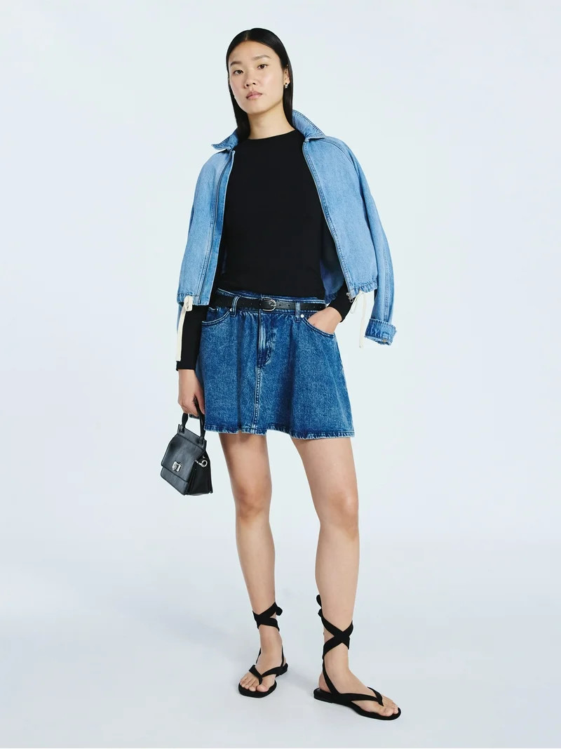 Scoop Women’s Stretch Cotton Blend Crewneck Tee with Long Sleeves, Sizes XS-XXL | Walmart (US)