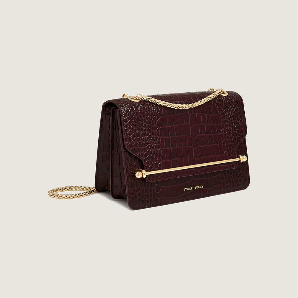 Strathberry - East/West - Crossbody Leather Handbag - Burgundy | Strathberry