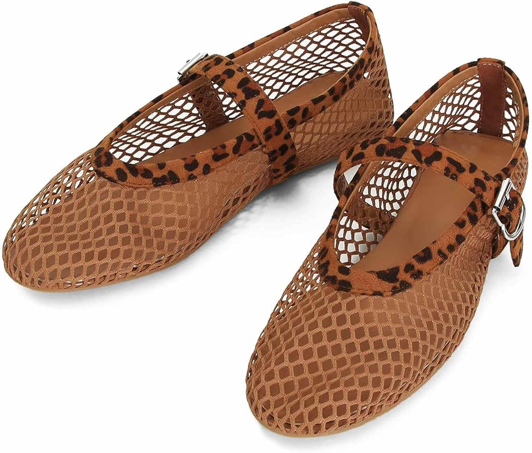 MICIFA Women's Mesh Ballet Flats Fishnet Ballerina Flats Buckle Strap Mary Jane Causal Daily Dres... | Amazon (US)
