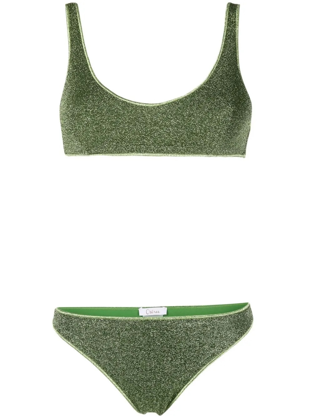 Oséree glittered scoop-neck bikini set - Green | Farfetch Global