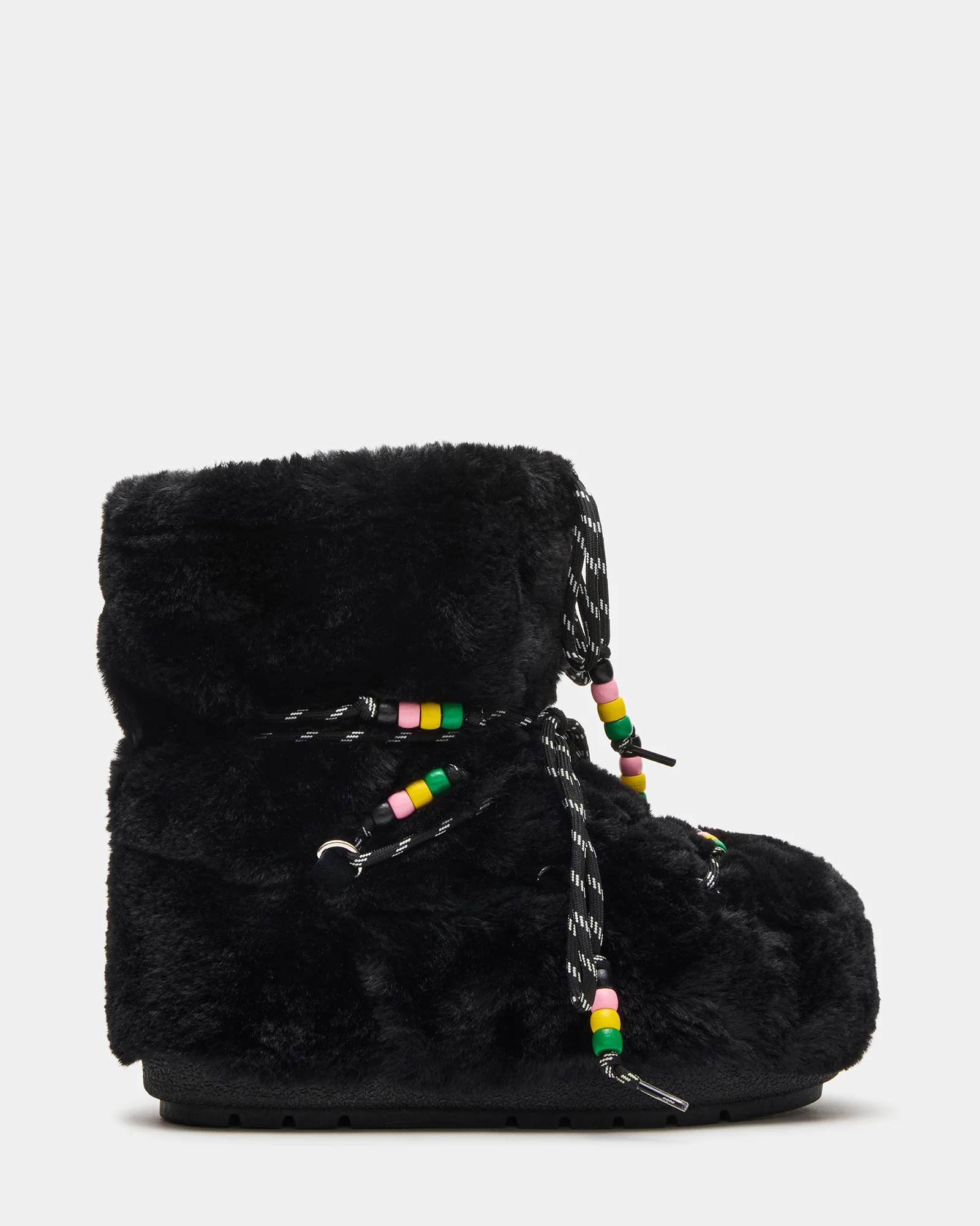 MIRO Black Faux Fur Chunky Lace-Up Women's Bootie | Steve Madden (US)