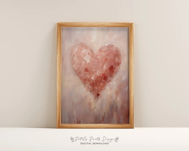 Valentines Day Red Pink Heart Print Valentine Printable Art Valentine Wall Art Watercolor Valenti... | Etsy (US)