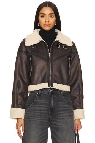 superdown Amelia Faux Leather Jacket in Brown from Revolve.com | Revolve Clothing (Global)