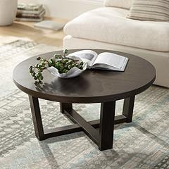 Conrad 40" Wide Dark Brown Wood Round Coffee Table | LampsPlus.com