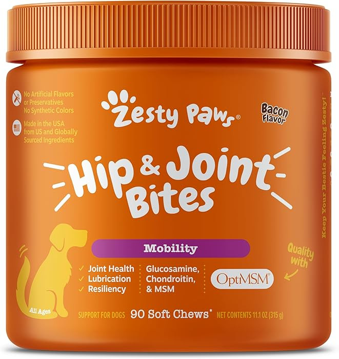 Zesty Paws Hip and Joint for Dogs, Glucosamine for Dogs Hip and Joint Supplement with Chondroitin... | Amazon (US)