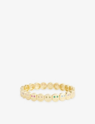 The Multi Gemstone Happy Face 18ct Yellow Gold-Plated Brass and Cubic Zirconia Bracelet | Selfridges