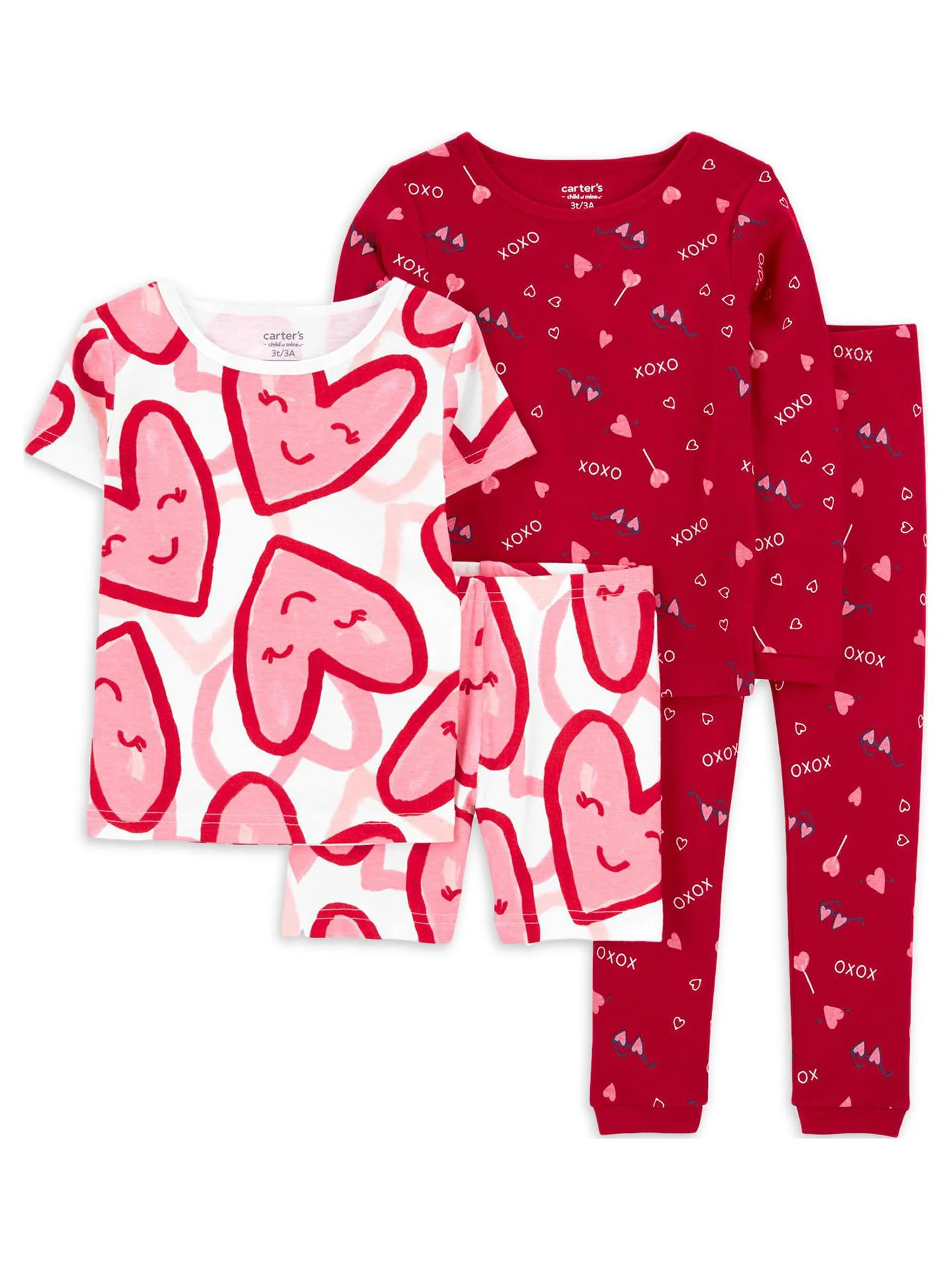 Carter's Child of Mine Baby and Toddler Girl Valentine's Day Pajama Set, 4-Piece, Sizes 12M-5T | Walmart (US)
