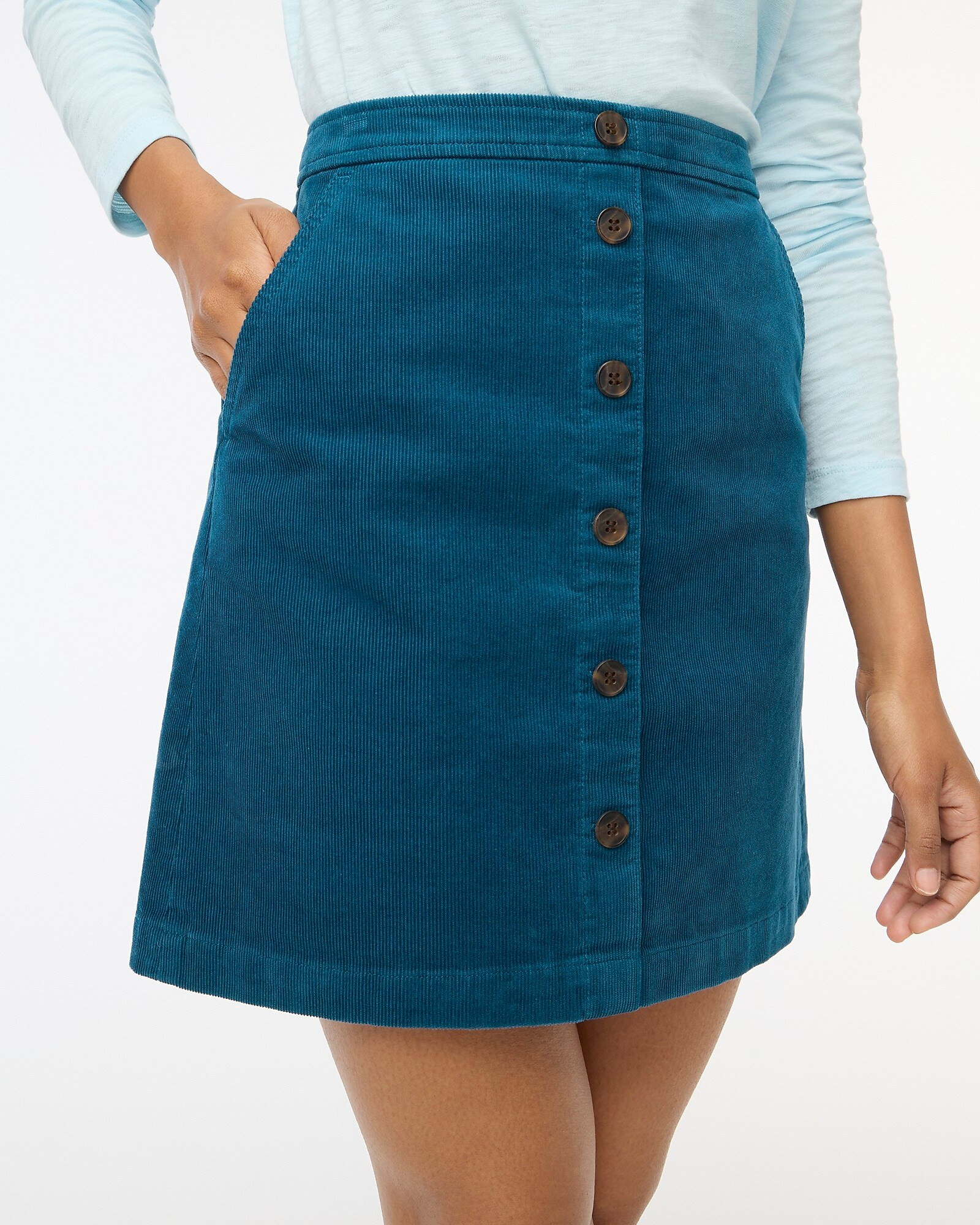 Corduroy button-front mini skirt | J.Crew Factory