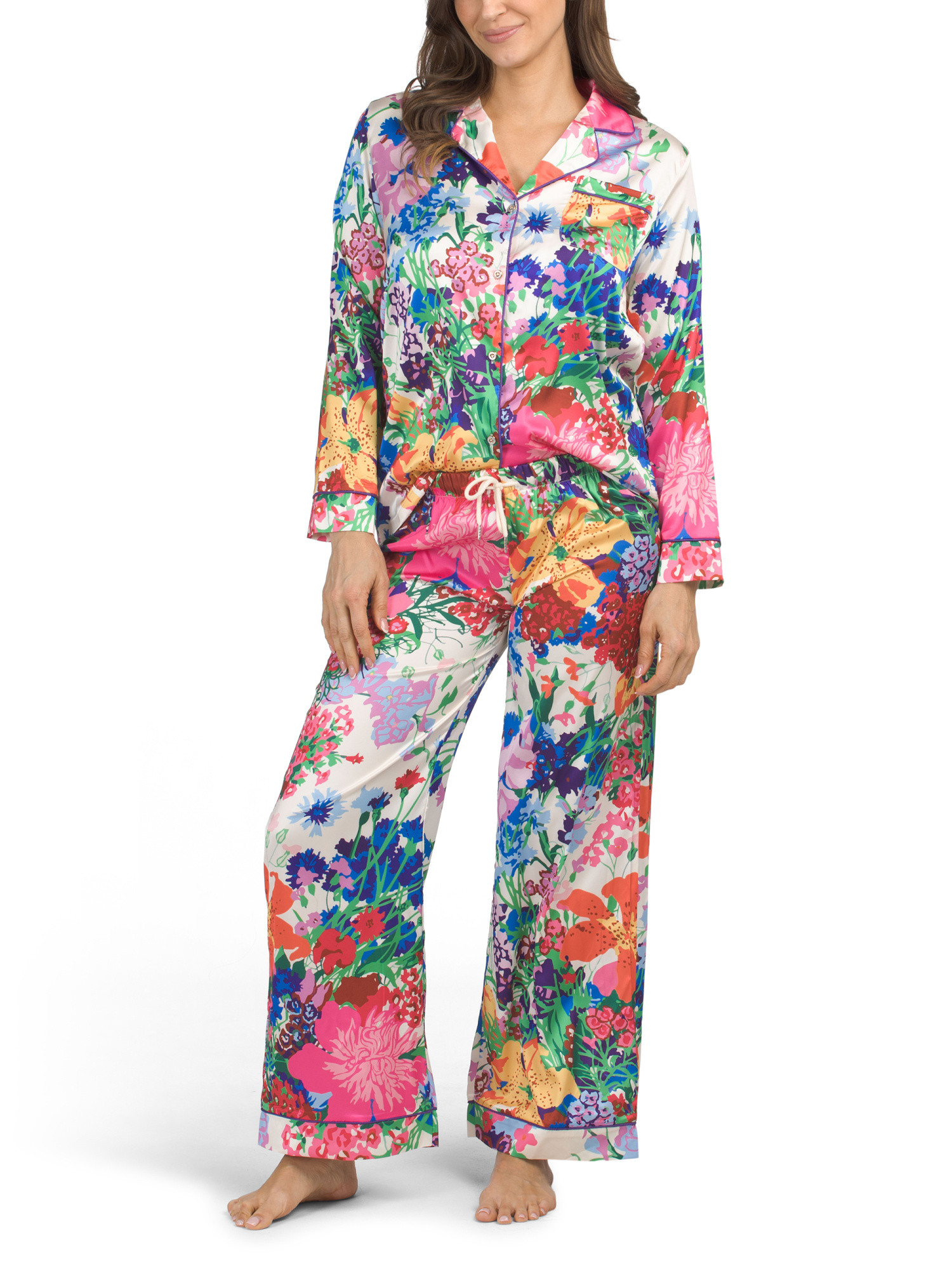 2pc Floral Print Satin Pajama Set | Family Pajamas | Marshalls | Marshalls