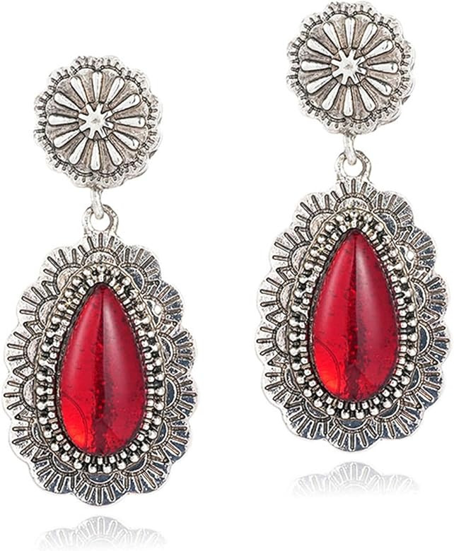 WCRAZYE Boho Turquoise Geometric C Shape Drop Dangle Earrings for Women Vintage Hoop Earring Hand... | Amazon (US)