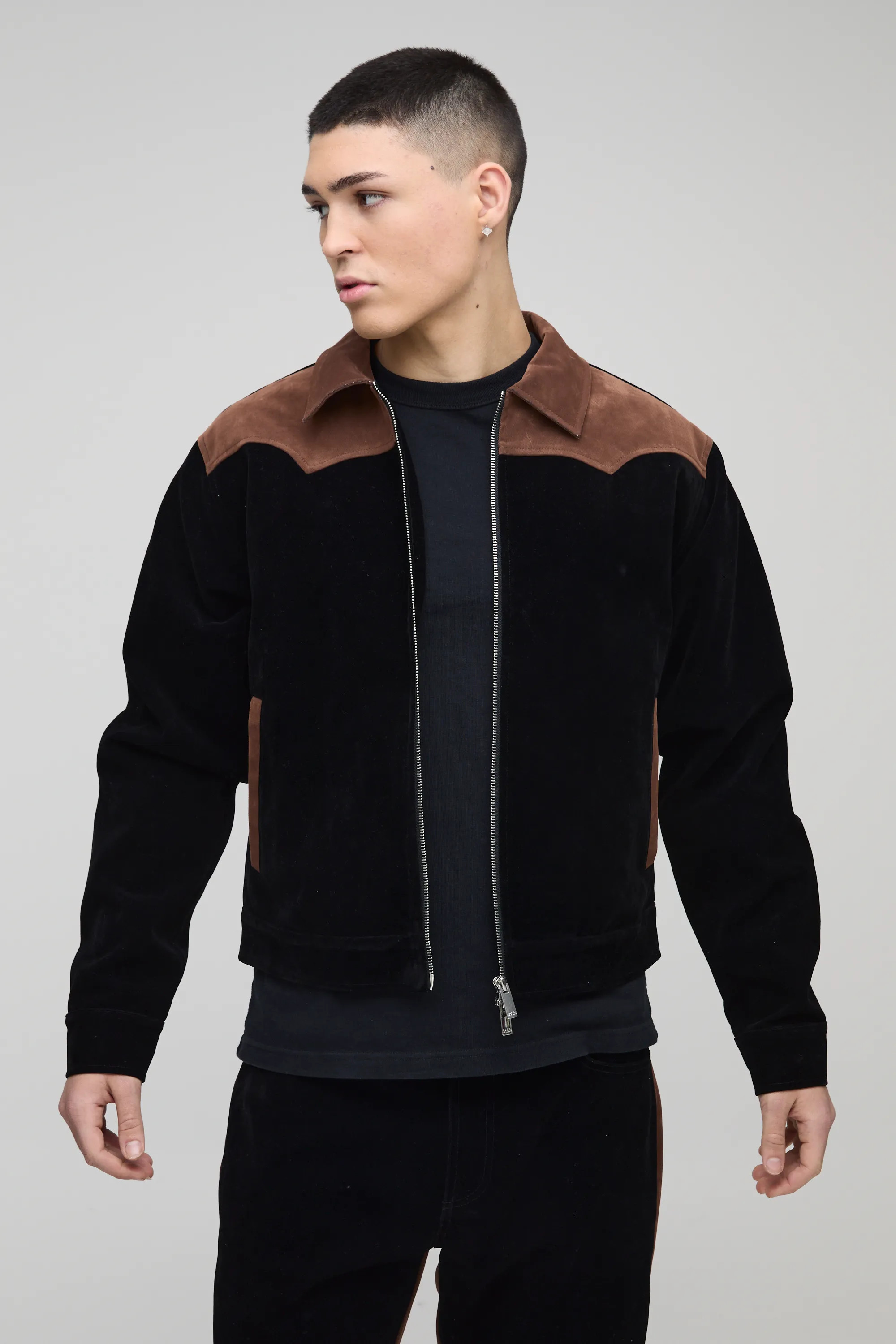 Regular Western Coated Denim Harrington | boohooMAN (US & Canada)