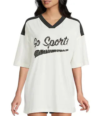 Miss Chievous V-Neck Go Sports Short Sleeve Varsity T-Shirt | Dillard's | Dillard's