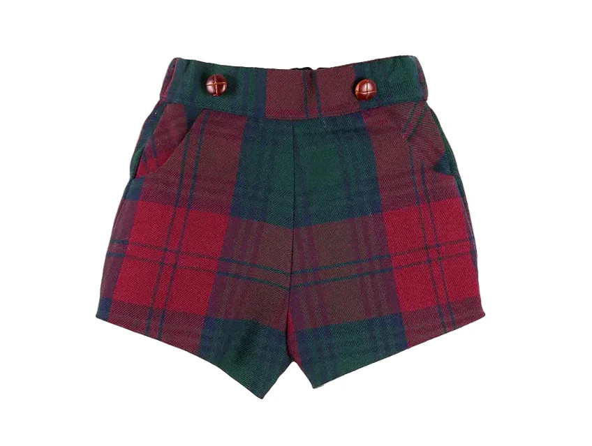 Pepa London Grosvenor Tartan Button Detail Bloomers in Red | JoJo Mommy