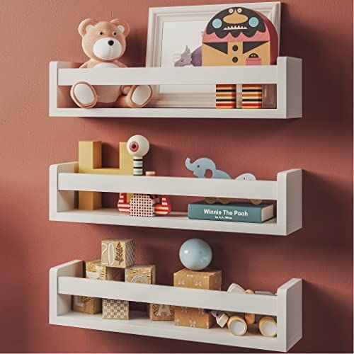 NATURE SUPPLIES Set of 3 White Nursery Room Shelves - Solid Wood Ideal for Books, Toys and Decor ... | Amazon (US)