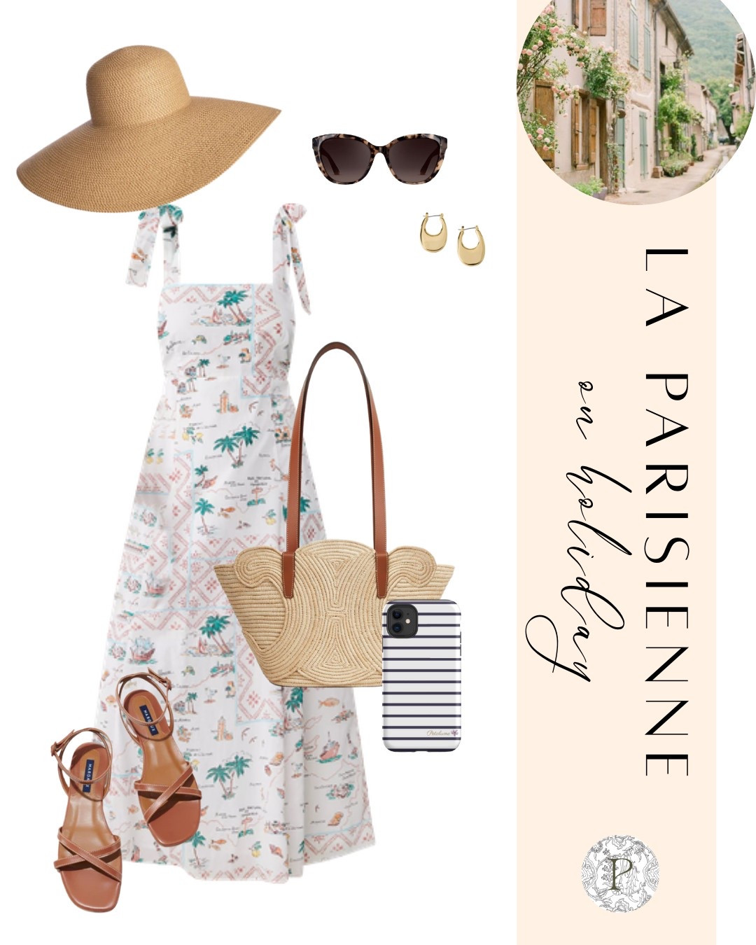 Wander like a Parisienne—effortlessly chic, sun-kissed, and always ready for a café stop. This outfit is what French holiday dreams are made of: a breezy printed sundress, classic leather sandals, tortoiseshell sunnies, and a statement straw tote for that market-day moment. And of course, the finishing touch? Our La Parisienne striped phone case—a nod to timeless French style with a modern twist.

Why I love this look:
✨ It’s easy, feminine, and perfect for warm weather getaways.
✨ The neutral accessories make mixing and matching a breeze.
✨. The phone case ties everything together with classic coastal charm.

Shop the outfit below
and grab the new La Parisienne cover at www.petalumecovers.com — launches 4/21! 
