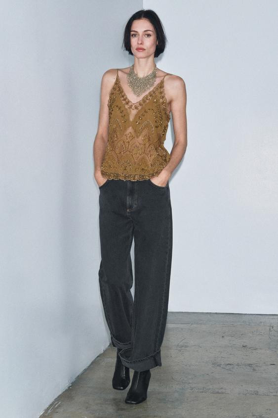 BEADED EMBROIDERED TOP ZW COLLECTION LIMITED EDITION | Zara US