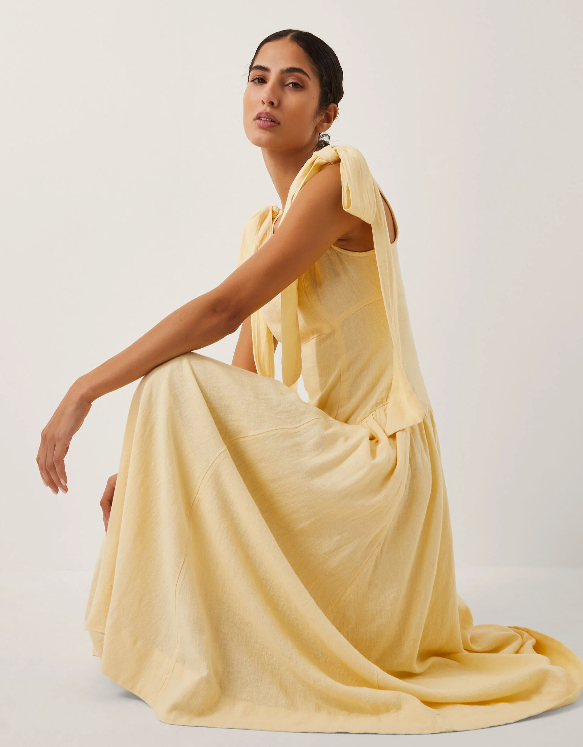 The India Edit Isabelle Drop Waist Maxi Dress Yellow | Monsoon (UK)