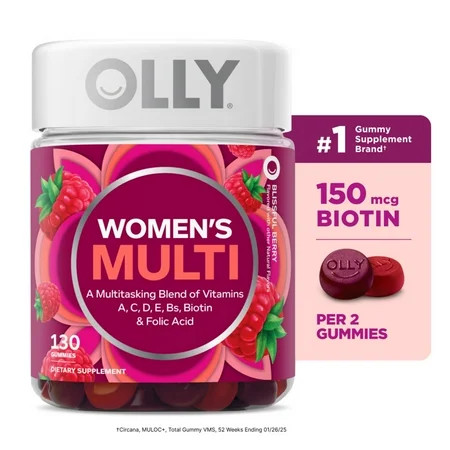 OLLY Women's Multivitamin Gummy Supplement, Vitamins A, D, C, E, Biotin, Folic Acid, 130 Ct | Walmart (US)