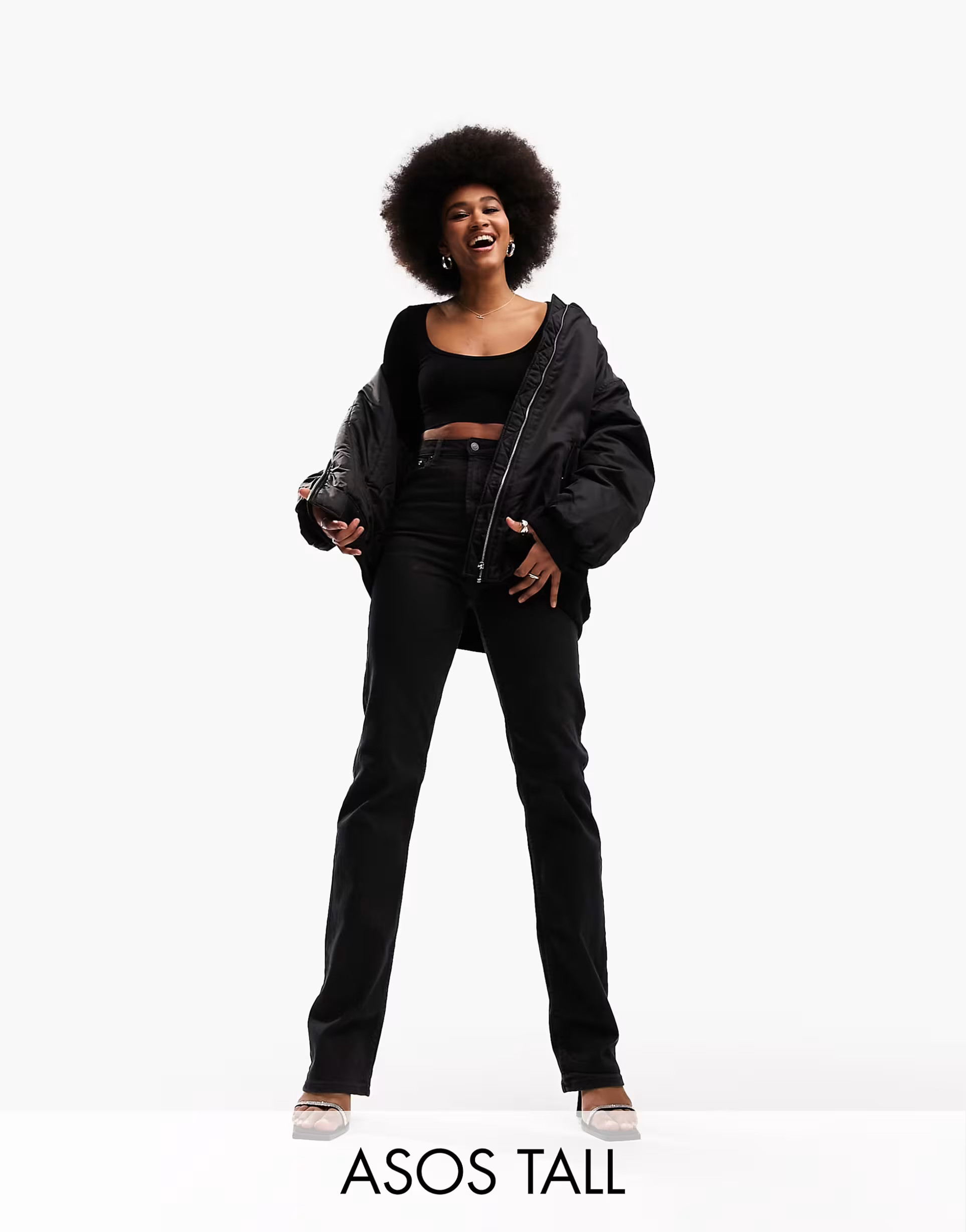 ASOS DESIGN Tall comfort stretch straight leg jean in black | ASOS (Global)