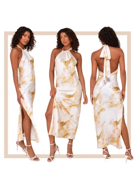 Abstract print satin halter party midi maxi dress

#LTKparties #LTKwedding #LTKfindsunder100