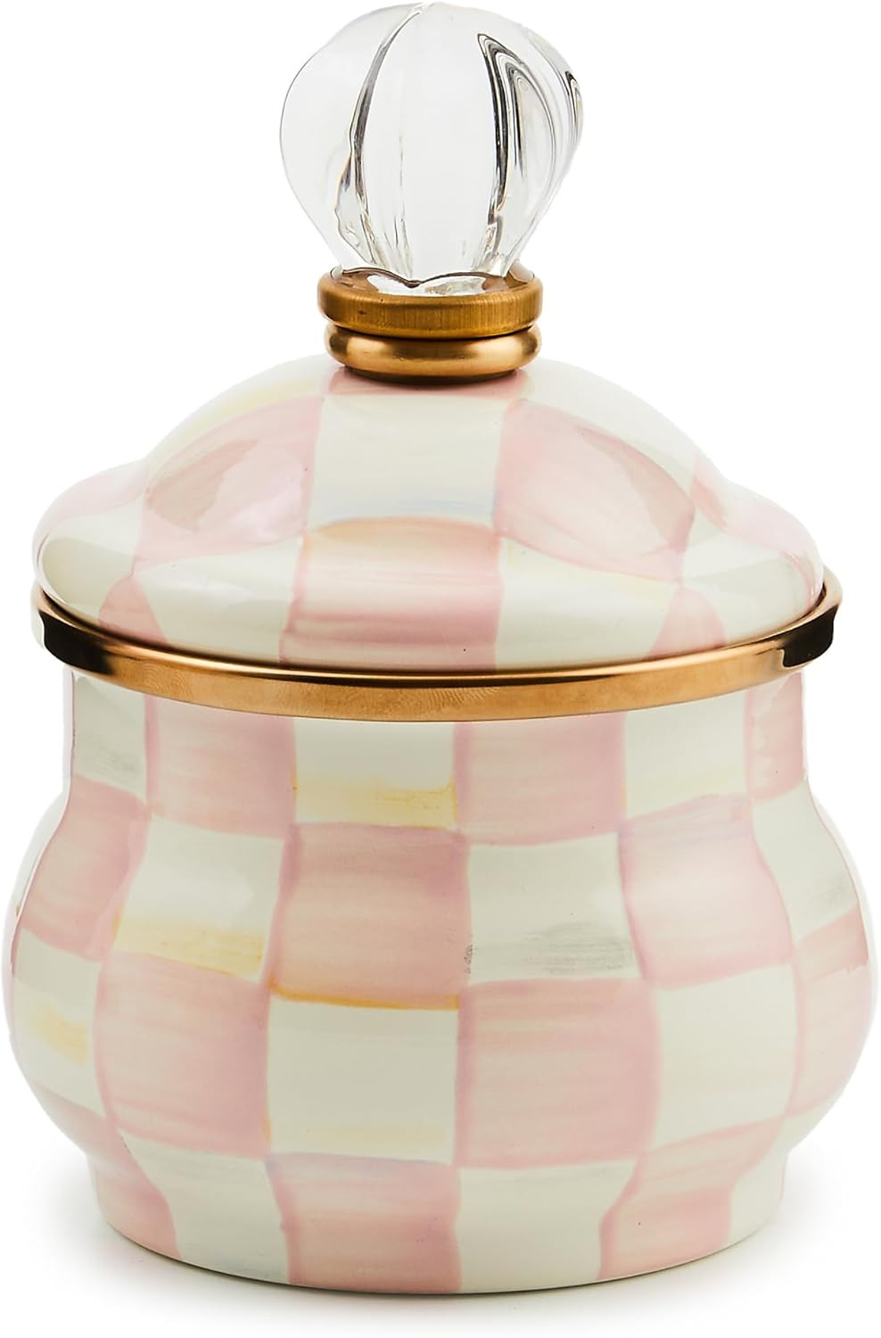 MACKENZIE-CHILDS Rosy Check Enamel Lidded Sugar Bowl, Small Serving Bowl with Lid | Amazon (US)