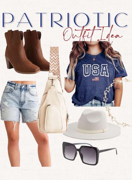 🇺🇸💋Patriotic outfit, red white blue outfit, 4th of July style, USA style, flag, usa shirt, Jean shorts, boots, Amazon style, outfit idea, outfit inspo, vacation, fun in the sun, beach, bbq, outdoor , parade outfit 

#LTKFind #LTKbeauty #LTKstyletip