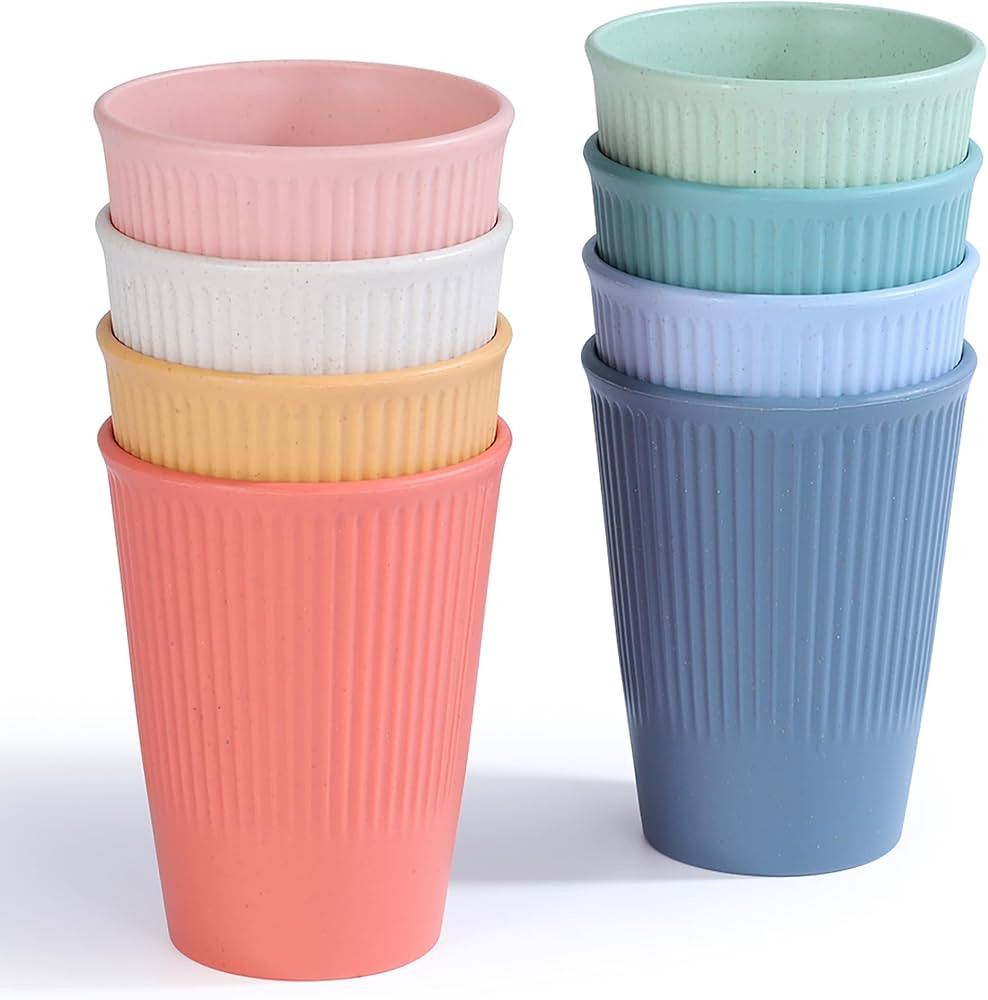 Wheat Straw Cups, Unbreakable Drinking Cup Dishwasher Safe Water Glasses with 8 Colors for Drinki... | Amazon (US)